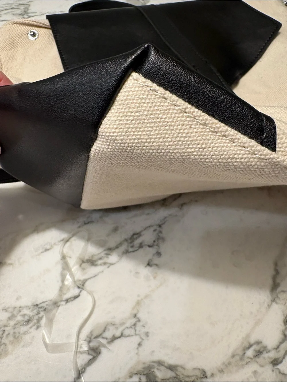 Deux Lux Beige Canvas Backpack with Black Faux Leather Accents